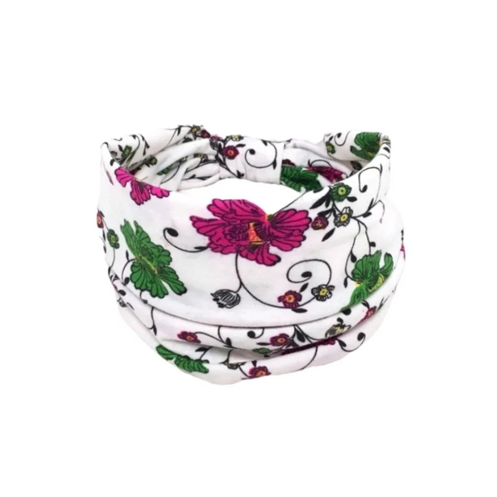 Flower Dream Headband Bohemian Hair Band Boho Style Sporty White Pink Floral - Picture 1 of 2